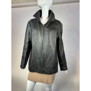 East 5th Zip Front Jacket Size XL Black Genuine Leather